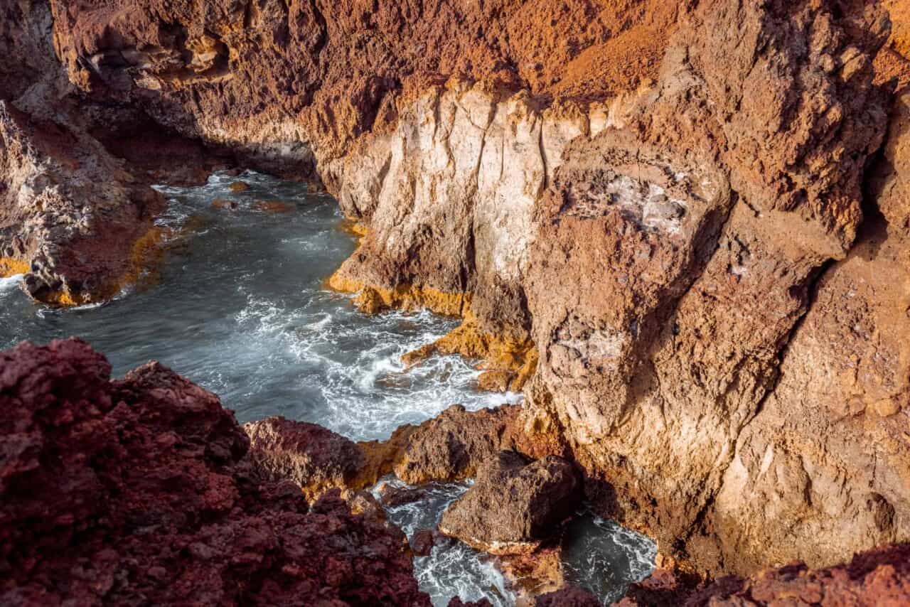 Rocky ocean coast on a sunset